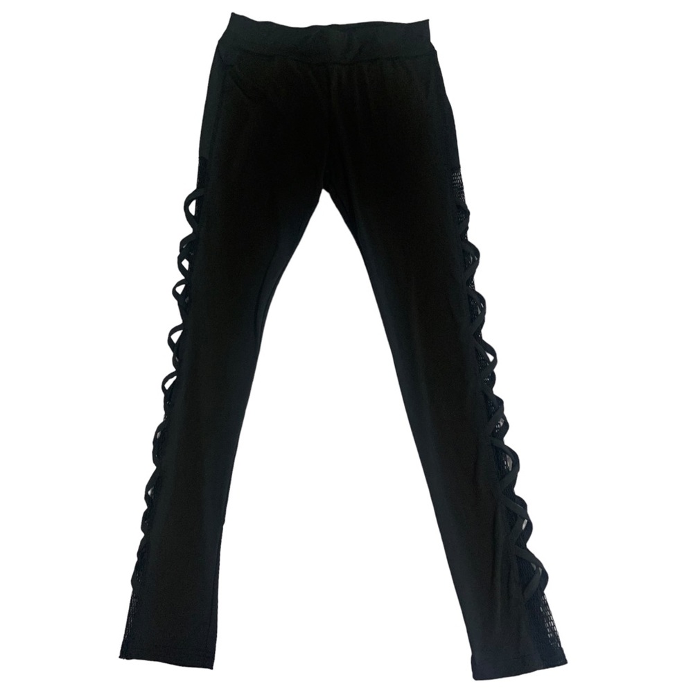 NWT Black Crisscross Mesh Leggings-Size L/XL - Picture 4 of 15